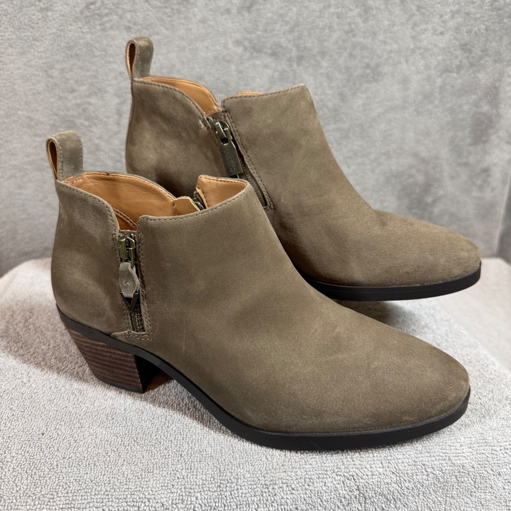 VIONIC CECILY ANKLE BOOT SIZE 7 STONE SUEDE WATERPROOF SUEDE COMFORT EVA FOOTBED